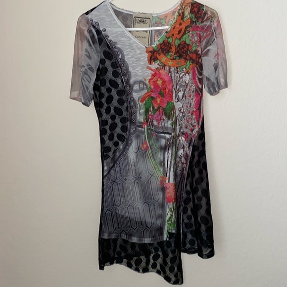 Vintage Concept Tops - Vintage Concepts Mixed Materials Tunic